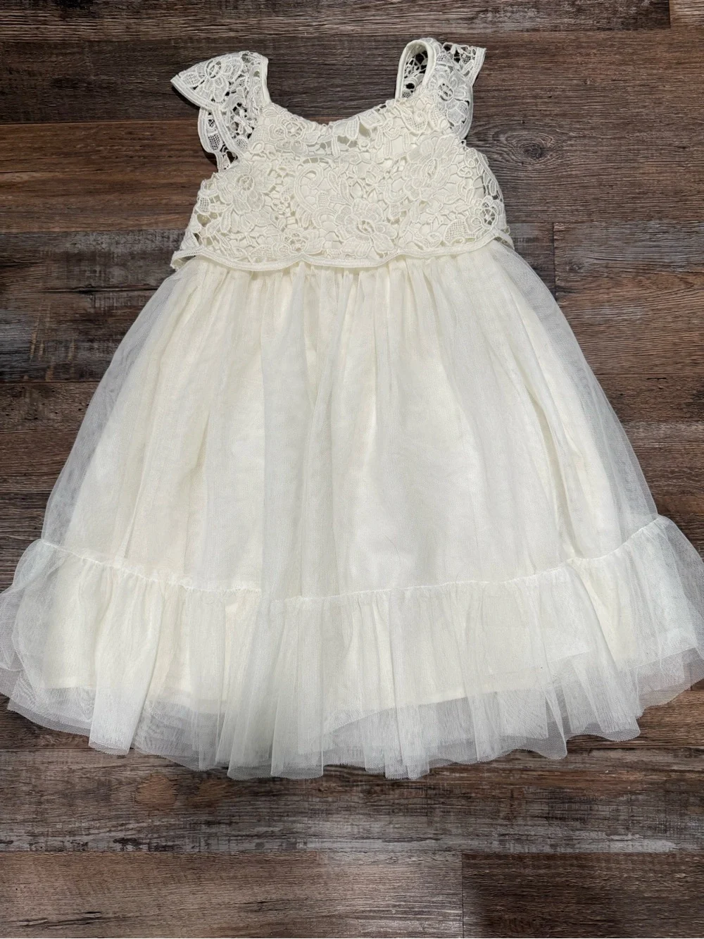 H&M Toddler Girls Lace Tulle Dress Cream Ivory 3T